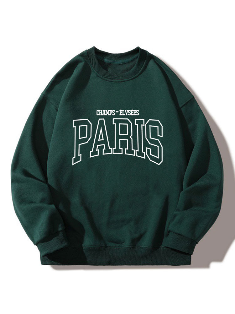 Paris French Print Crew Neck Relaxed Sweatshirt