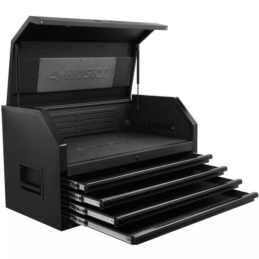 SCHLUSSANTRÄGE 41 IN. W X 21.5 IN. D 4-DRAWER TOP TOOL CHEST IN MATTE BLACK