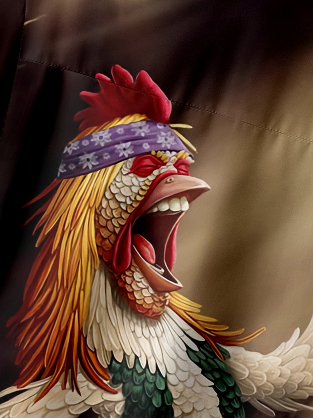 Rooster Chest Pocket Short Sleeves Casual Shirts