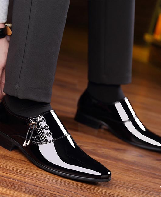 Business Plain Shiny Patent Point Toe Dress Shoes