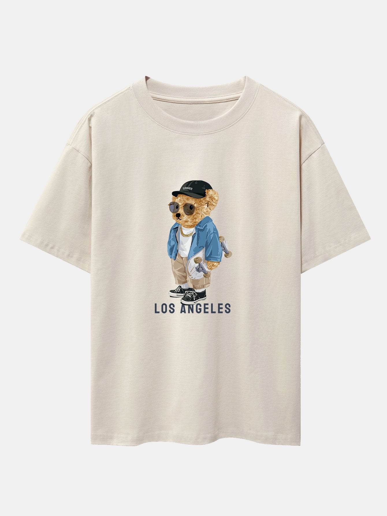 Los Angeles Skate Bear Print Heavy Weight Oversize T-Shirt