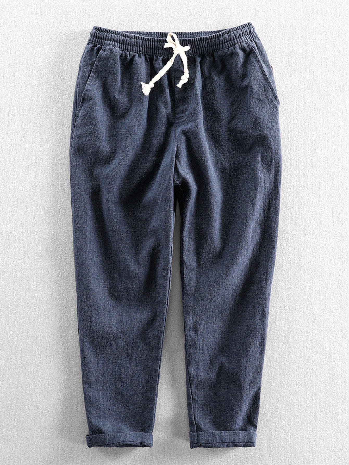 Linen Cotton Blend Cropped Pants