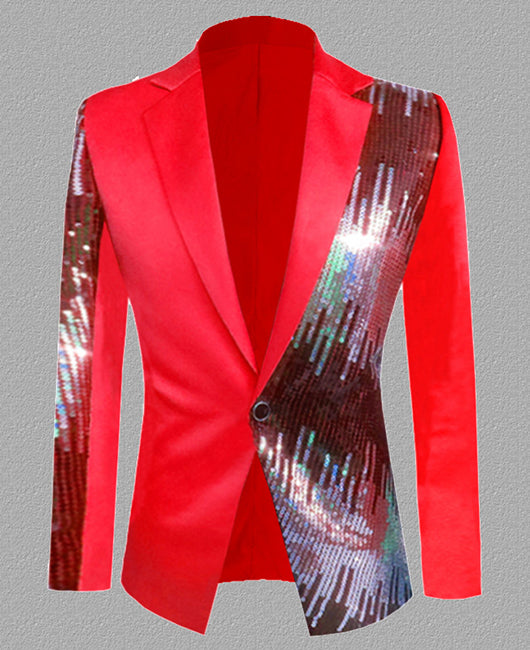 Glamorous Plain Spliced Sequin Lapel Collar Blazer