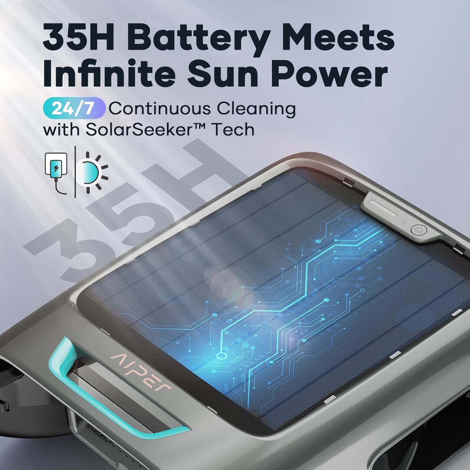 Solar Pool Skimmer with APP Support, 24/7 Cleaning, Dual Charging Modes, Smart Obstacle Avoidance, Ideal for All Swimming Pool Types