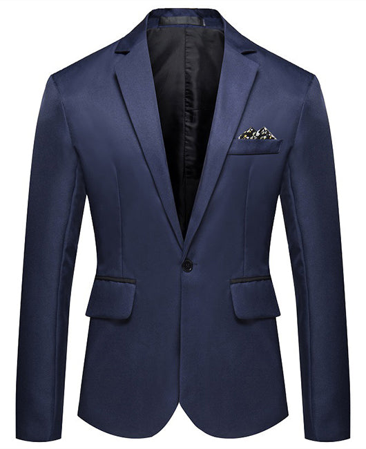 Elegant Plain Lapel Collar One Button Blazer