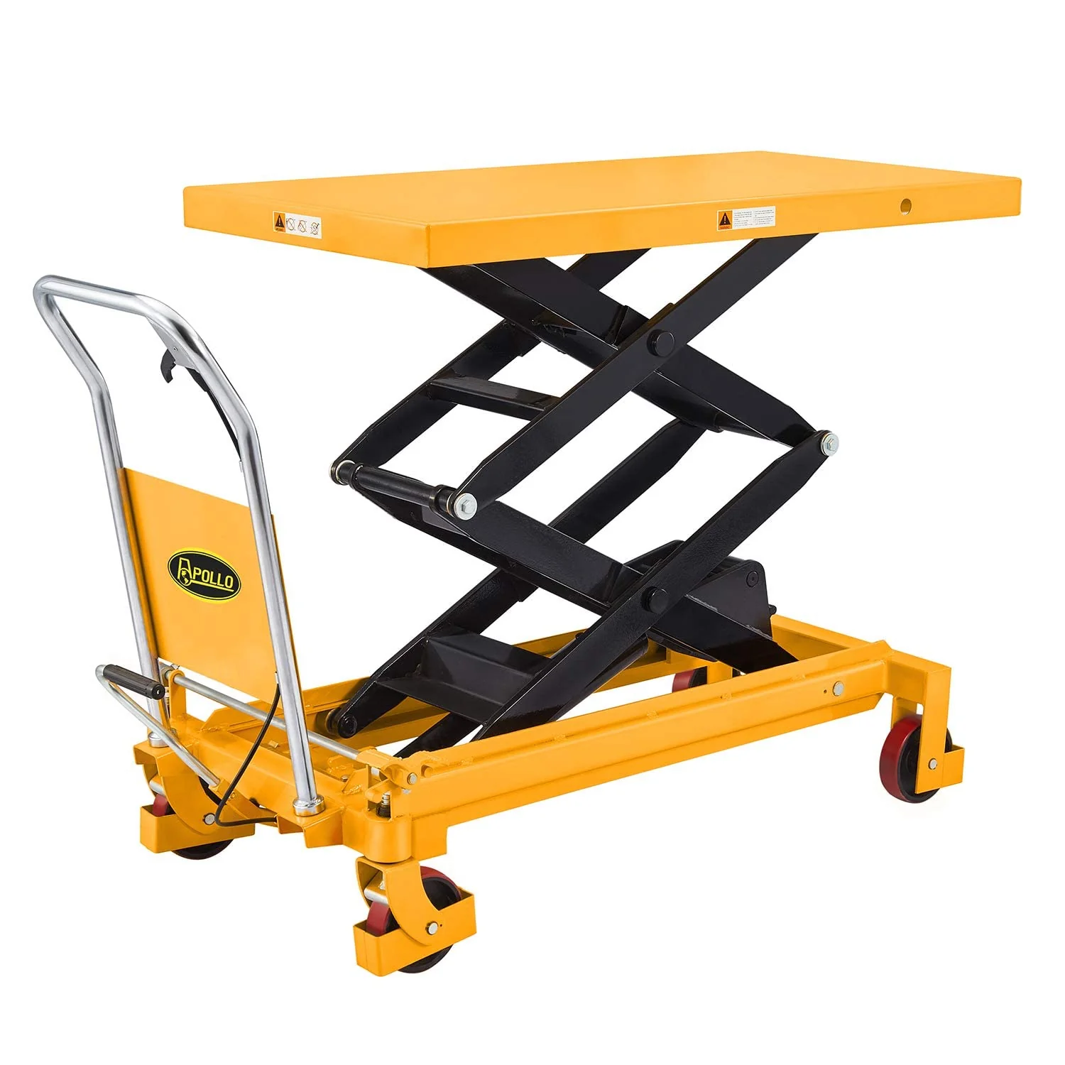 Hydraulic Lift Table Cart – 770 lbs Capacity, 51" Max Height, Double Scissor Lift with Safety Guard & 4 Wheels