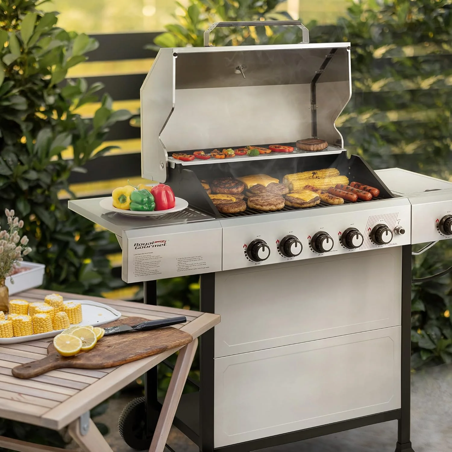 Royal Gourmet GA5401T 5-Burner BBQ Liquid Propane Gas Grill Stainless Steel 61000 BTU Output