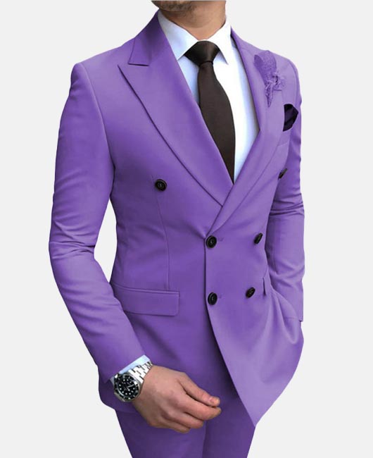 Elegant Plain Lapel Collar Double Breasted Blazer & Pants 2Pcs Set