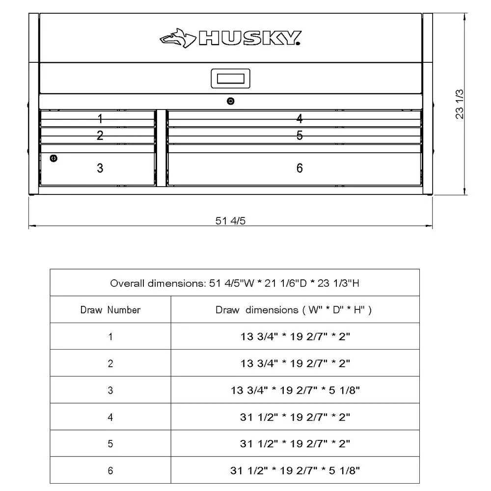 HEAVY-DUTY 52 IN. W 6-DRAWER, DEEP TOOL CHEST IN MATTE BLACK