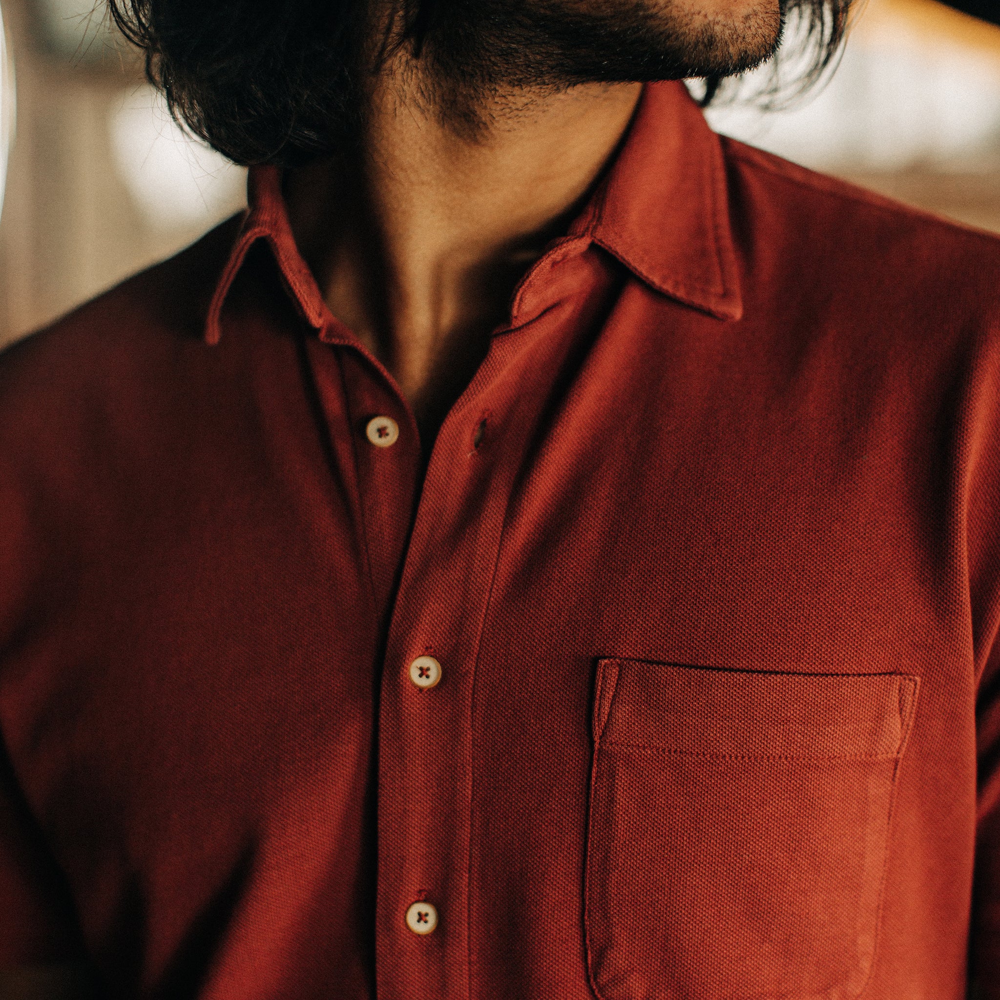 The Short Sleeve California in Red Clay Pique