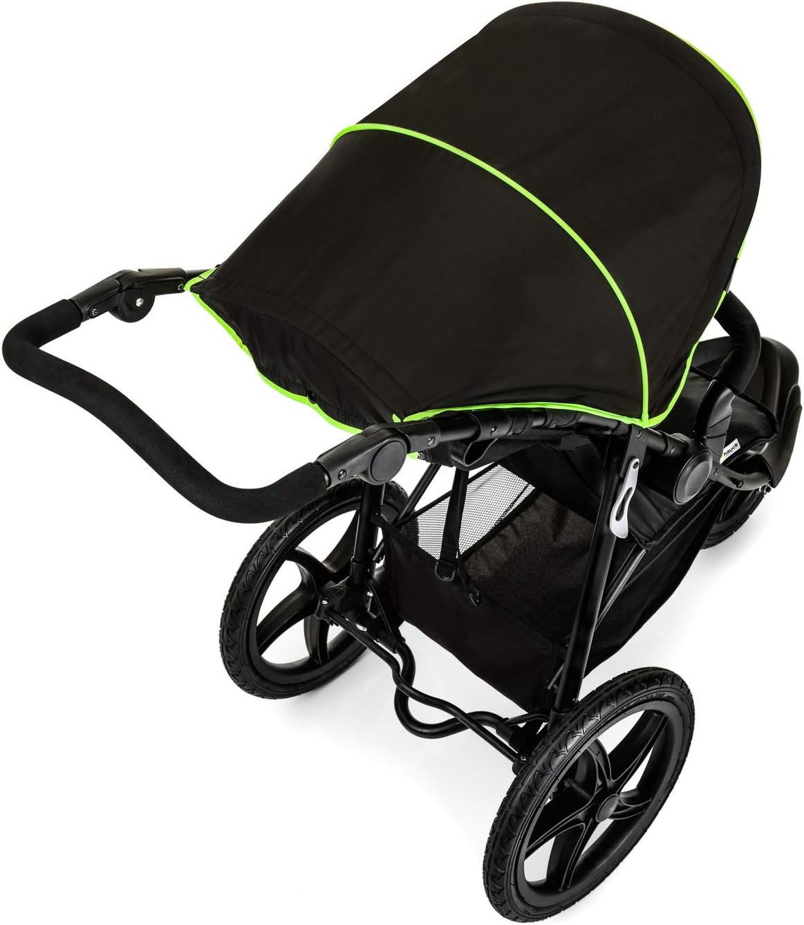 Hauck Runner, Silla de Paseo con 3 Ruedas Neumaticas, desde el Nacimiento hasta 25kg, Compacto, Carrito Plegable Bebe, Ruedas Giratorias XL con Camara de Aire, Capota UV 50+, Negro/Amarillo Neón