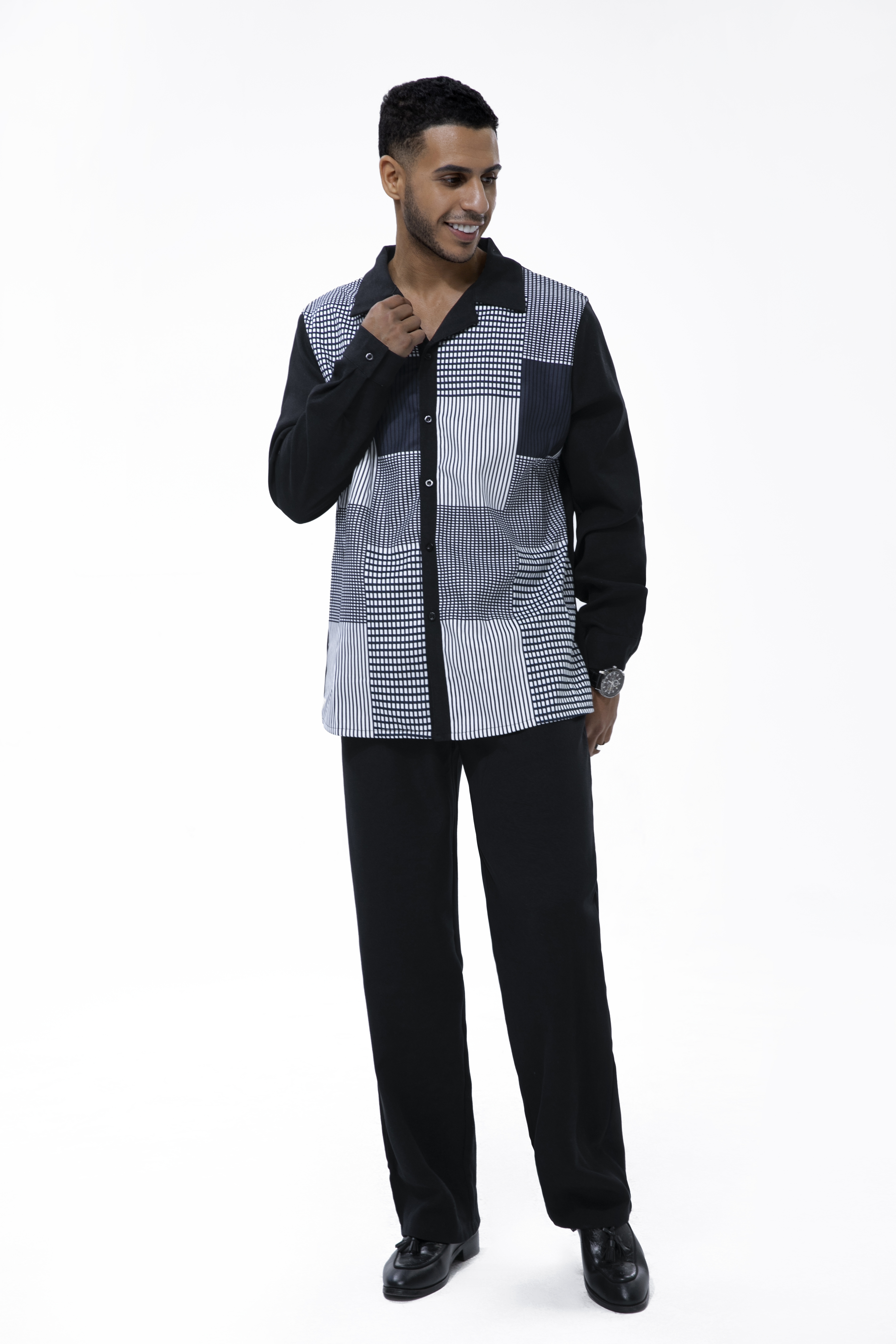 Suitmens Autumn black line two-piece walking suit