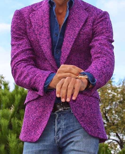 OK Casual Pinkish Purple Lapel Collar One Button Blazer