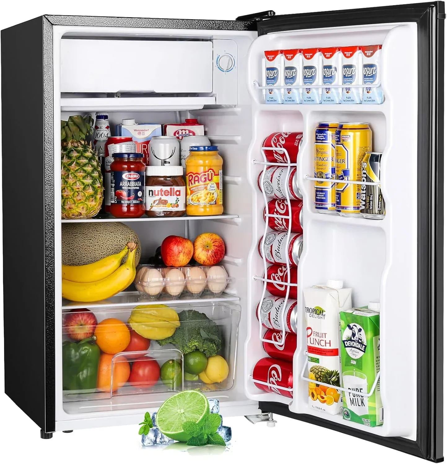 Upstreman 3.2 Cu.Ft Mini Fridge Freezer Single Door Fridge Dorm Fridge Adjustable Thermostat